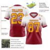 Custom White Gold-Cardinal Authentic Fade Fashion Football Jersey