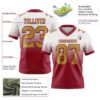 Custom White Old Gold-Cardinal Authentic Fade Fashion Football Jersey