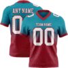 Custom Teal White-Cardinal Authentic Fade Fashion Football Jersey