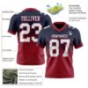 Custom Navy White-Cardinal Authentic Fade Fashion Football Jersey