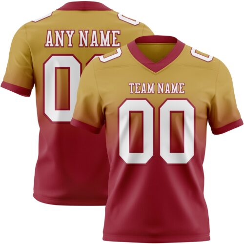 FadeFashion1664 Custom Old Gold White-Cardinal Authentic Fade Fashion Football Jersey
