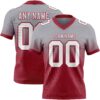 Custom Gray White-Cardinal Authentic Fade Fashion Football Jersey