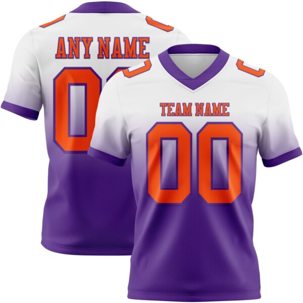 Custom White Orange-Purple Authentic Fade Fashion Football Jersey