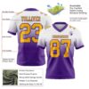 Custom White Gold-Purple Authentic Fade Fashion Football Jersey