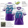 Custom White Teal-Purple Authentic Fade Fashion Football Jersey