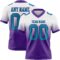 Custom White Teal-Purple Authentic Fade Fashion Football Jersey