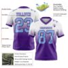 Custom White Light Blue-Purple Authentic Fade Fashion Football Jersey