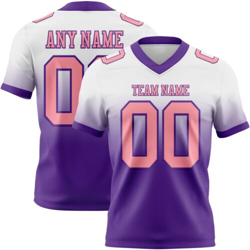 Custom White Medium Pink-Purple Authentic Fade Fashion Football Jersey