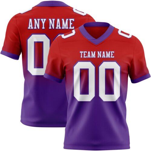FadeFashion1676 Custom Red White-Purple Authentic Fade Fashion Football Jersey