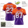 Custom Orange White-Purple Authentic Fade Fashion Football Jersey