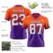 FadeFashion1677-1 Custom Orange White-Purple Authentic Fade Fashion Football Jersey