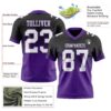 Custom Black White-Purple Authentic Fade Fashion Football Jersey