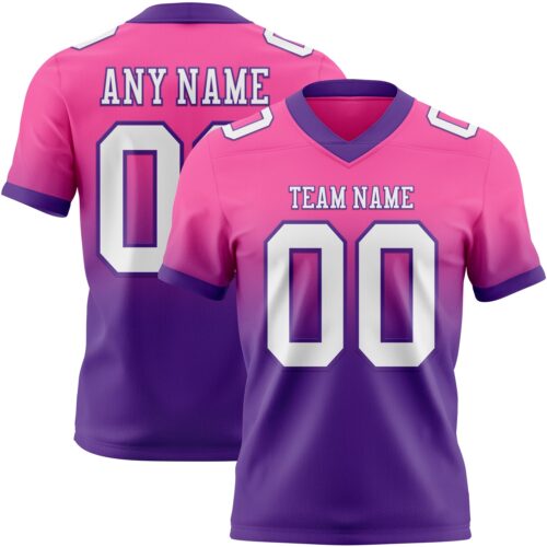 FadeFashion1679 Custom Pink White-Purple Authentic Fade Fashion Football Jersey