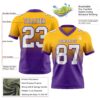 Custom Gold White-Purple Authentic Fade Fashion Football Jersey