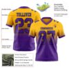Custom Gold Purple-Black Authentic Fade Fashion Football Jersey