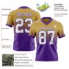 Custom Old Gold White-Purple Authentic Fade Fashion Football Jersey