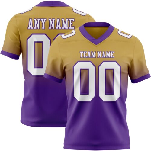 FadeFashion1683 Custom Old Gold White-Purple Authentic Fade Fashion Football Jersey
