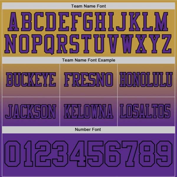 Custom Old Gold Purple-Black Authentic Fade Fashion Football Jersey