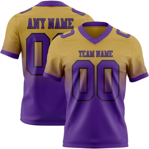 FadeFashion1684 Custom Old Gold Purple-Black Authentic Fade Fashion Football Jersey