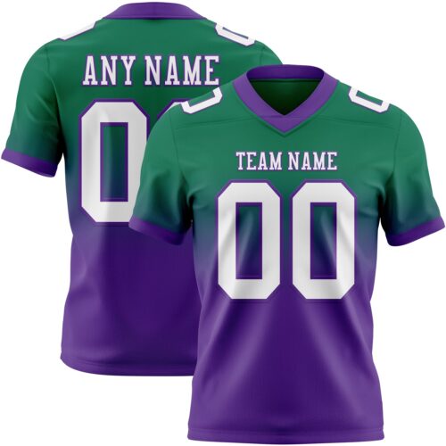 FadeFashion1687 Custom Kelly Green White-Purple Authentic Fade Fashion Football Jersey