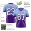 Custom Light Blue White-Purple Authentic Fade Fashion Football Jersey