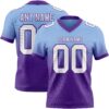 Custom Light Blue White-Purple Authentic Fade Fashion Football Jersey
