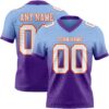 Custom Light Blue White Purple-Orange Authentic Fade Fashion Football Jersey