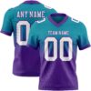 Custom Teal White-Purple Authentic Fade Fashion Football Jersey
