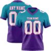 Custom Teal White Purple-Pink Authentic Fade Fashion Football Jersey
