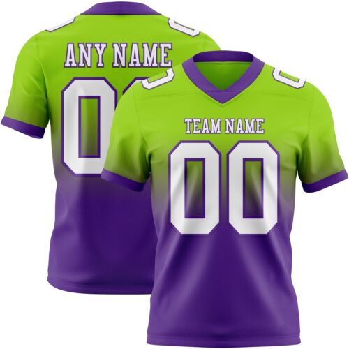 FadeFashion1693 Custom Neon Green White-Purple Authentic Fade Fashion Football Jersey