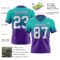 FadeFashion1695-1 Custom Aqua White-Purple Authentic Fade Fashion Football Jersey