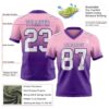 Custom Light Pink White-Purple Authentic Fade Fashion Football Jersey