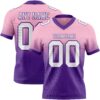 Custom Light Pink White-Purple Authentic Fade Fashion Football Jersey