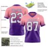Custom Medium Pink White-Purple Authentic Fade Fashion Football Jersey