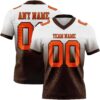 Custom White Orange-Brown Authentic Fade Fashion Football Jersey