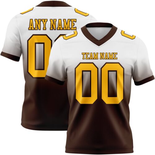 FadeFashion1700 Custom White Gold-Brown Authentic Fade Fashion Football Jersey
