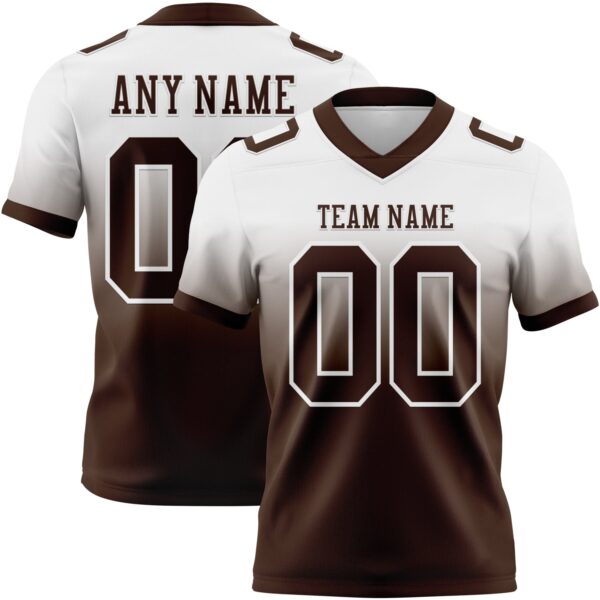 Custom White Brown Authentic Fade Fashion Football Jersey