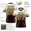 Custom White Old Gold-Brown Authentic Fade Fashion Football Jersey