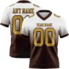 Custom White Old Gold-Brown Authentic Fade Fashion Football Jersey