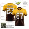 Custom Gold White-Brown Authentic Fade Fashion Football Jersey