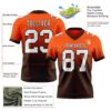 Custom Orange White-Brown Authentic Fade Fashion Football Jersey