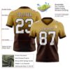 Custom Old Gold White-Brown Authentic Fade Fashion Football Jersey