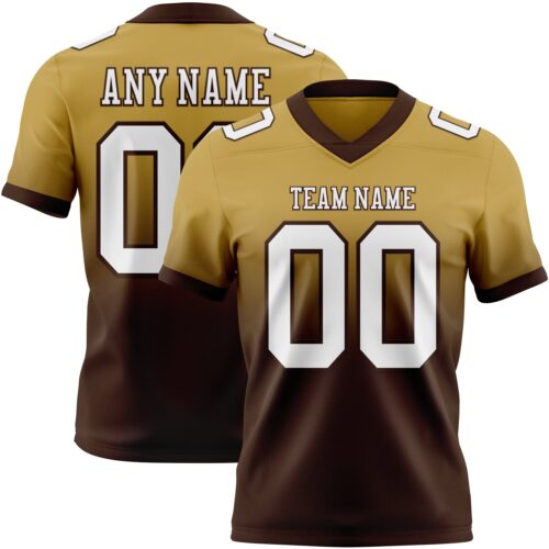 FadeFashion1706 Custom Old Gold White-Brown Authentic Fade Fashion Football Jersey