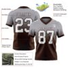 Custom Gray White-Brown Authentic Fade Fashion Football Jersey