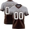 Custom Gray White-Brown Authentic Fade Fashion Football Jersey