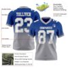 Custom Royal White-Gray Authentic Fade Fashion Football Jersey
