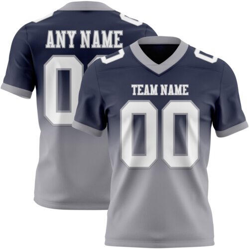 FadeFashion1710 Custom Navy White-Gray Authentic Fade Fashion Football Jersey