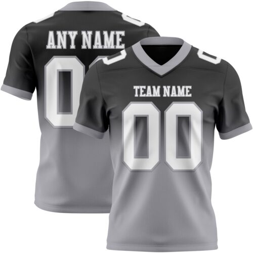 Custom Black White-Gray Authentic Fade Fashion Football Jersey