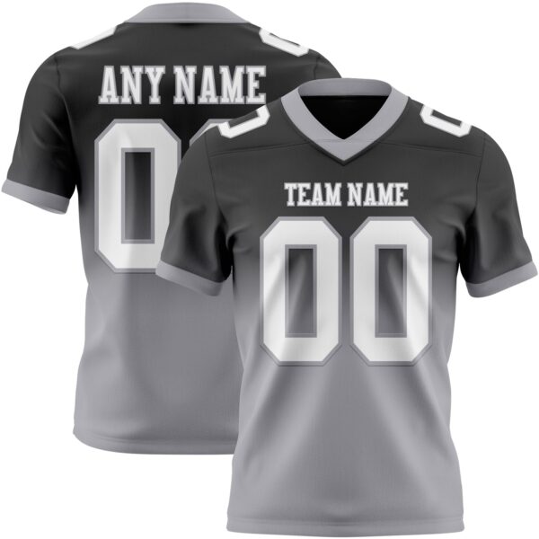 Custom Black White-Gray Authentic Fade Fashion Football Jersey