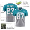 Custom Teal White-Gray Authentic Fade Fashion Football Jersey